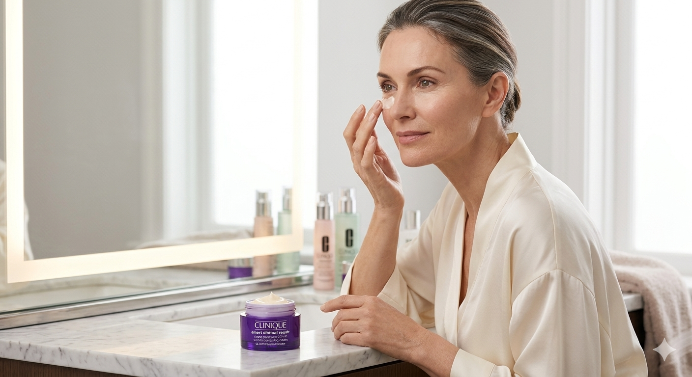 Mulher aplicando Clinique Smart Clinical Repair